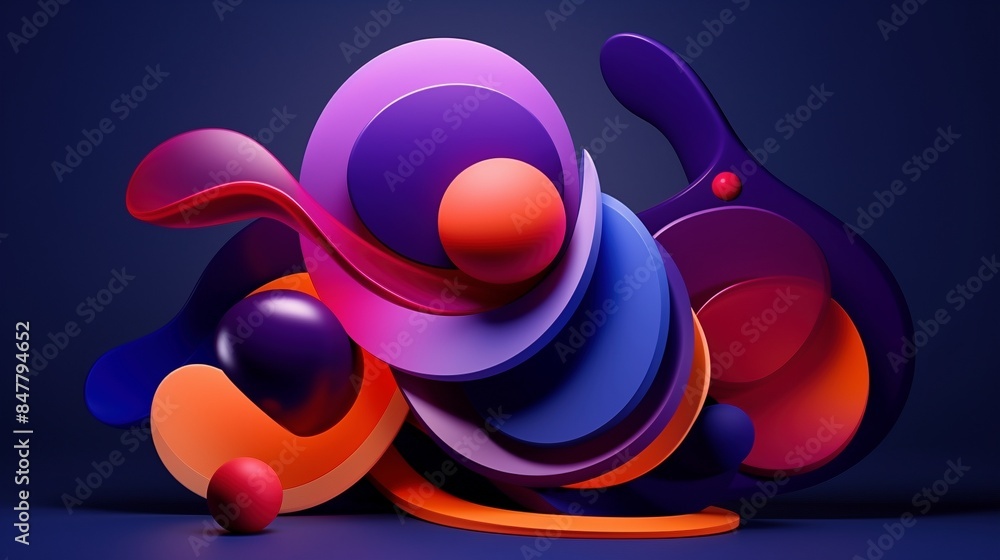 Poster stunning abstract art piece with bold curving shapes 3d rendering image. sense of fluid motion and e