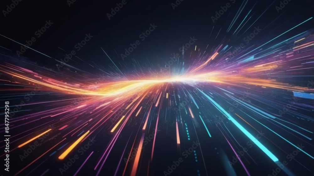 Poster Abstract technology background of high speed global data transfer, ultra fast broadband and connection, digital cyber tech motion