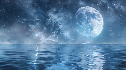 A blue moon in the dark night UHD wallpaper