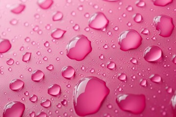 Abstract pink background with water droplets in various sizes