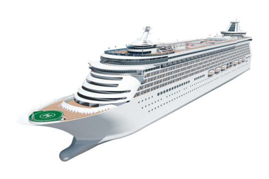 3D cruise ship png, boat on transparent background - Powered by Adobe