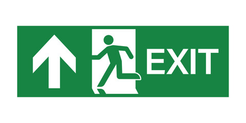 Exit Sign. Fire Exit Sign. Emergency Fire Exit Sign. Vector Illustration Isolated on White Background.