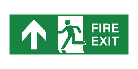 Exit Sign. Fire Exit Sign. Emergency Fire Exit Sign. Vector Illustration Isolated on White Background.