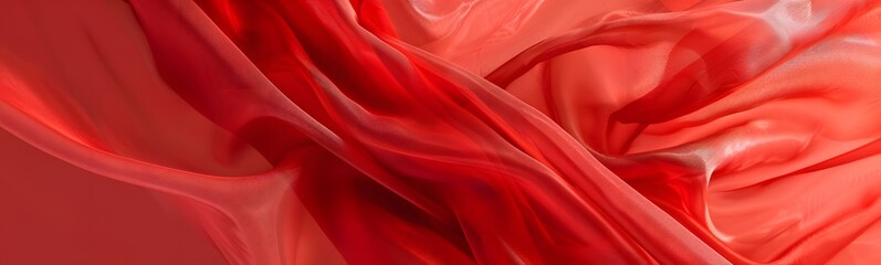 Obraz premium Red background with beautiful transparent fabric. 