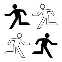 Running Man Icon Symbol. Emergency Exit Sign. Vector Illustration Isolated on White Background. 