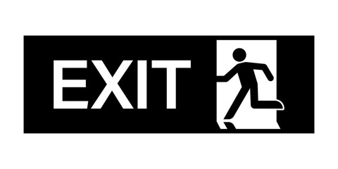 Exit Sign. Fire Exit Sign. Emergency Fire Exit Sign. Vector Illustration Isolated on White Background.