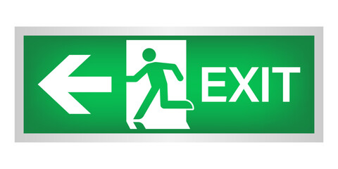 Exit Sign. Fire Exit Sign. Emergency Fire Exit Sign. Vector Illustration Isolated on White Background.