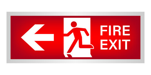 Exit Sign. Fire Exit Sign. Emergency Fire Exit Sign. Vector Illustration Isolated on White Background.