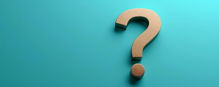 3D render of a simple question mark on a turquoise background
