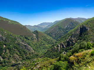 Sierra de Caniellas and Ibias valley from the El Furacón viewpoint. Asturias, Spain.