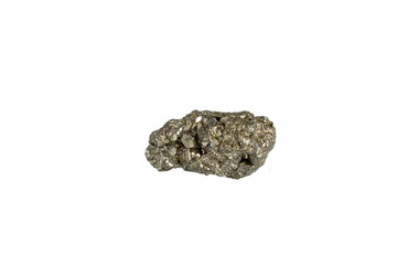pyrite mineral stone macro on white background