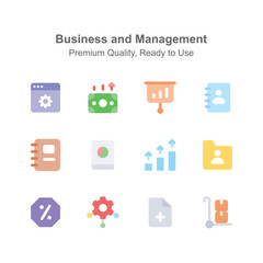 Visually appealing business and management icons set