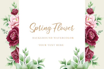 Elegant watercolor maroon roses flower floral background 