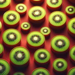 Seamless pattern with kiwi slices