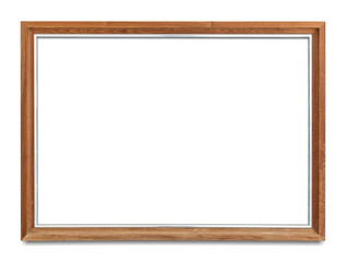 Obraz premium Wooden picture frame mockup transparent png