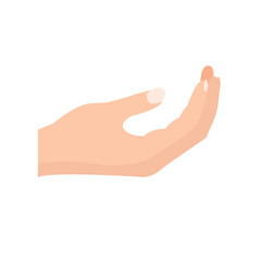 Cupped hand flat icon design vector illustration, isolated on white background