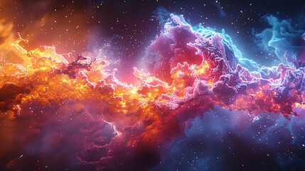 A vibrant 3D scene where the cytoplasm inside a cell explodes in a spectrum of colors, highlighting its dynamic nature.