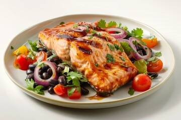 Succulent BBQ Glazed Salmon with Fresh Black Bean Compote