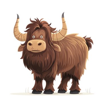 recommend clip art: A yak clipart, animal element, vector illustration, brown, isolated on white background