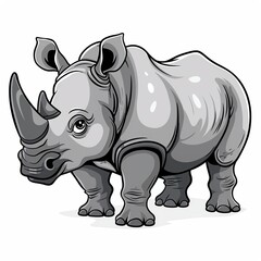 Obraz premium A rhinoceros clipart, animal element, vector illustration, grey, isolated on white background