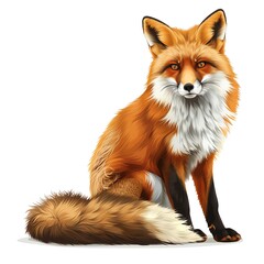 Obraz premium A fox clipart, animal element, vector illustration, orange, isolated on white background