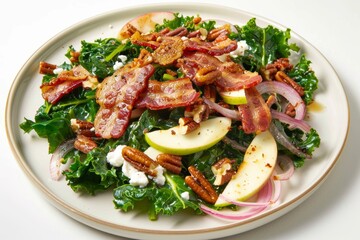 Tantalizing Bacon-Wilted Greens with Pecan-Crusted Goat Cheese and Apples