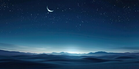 Obraz premium a image of a night sky with a crescent and stars