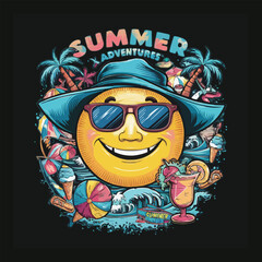 Summer t-shirt design bundle, summer beach vacation t-shirts, summer surfing t-shirt vector design