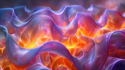 Obraz premium Glowing vines in a spectrum of colors weave and intertwine in a 3D dreamscape, creating a mesmerizing tapestry of light and form.