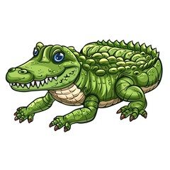 Fototapeta premium A crocodile clipart, animal element, vector illustration, green, isolated on white background