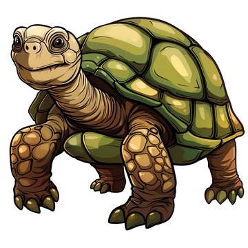 recommend clip art: A tortoise clipart, animal element, vector illustration, brown and green, isolated on white background