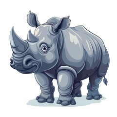 Fototapeta premium A rhinoceros clipart, animal element, grey, isolated on white background