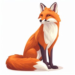 Fototapeta premium A fox clipart, animal element, vector illustration, orange, isolated on white background