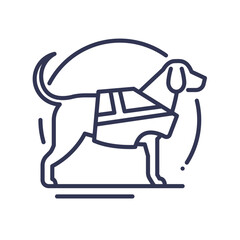Outline of a guide dog wearing a harness.