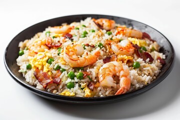 Bacon, Egg and Shrimp Fried Rice: A Flavor Explosion with Golden-Brown Rice Base