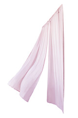 Pink drapery hanging from a curtain rod design element