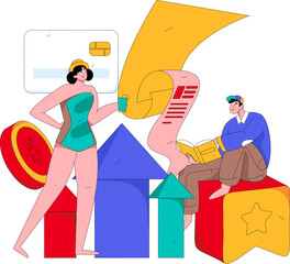 Internet financial management investment flat vector concept operation hand drawn illustration
