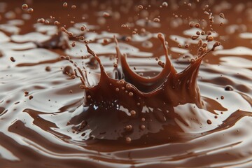 Splashes of chocolate. Chocolate bar is poured into melted chocolate pile