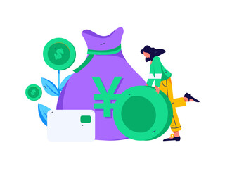 Internet financial management investment flat vector concept operation hand drawn illustration
