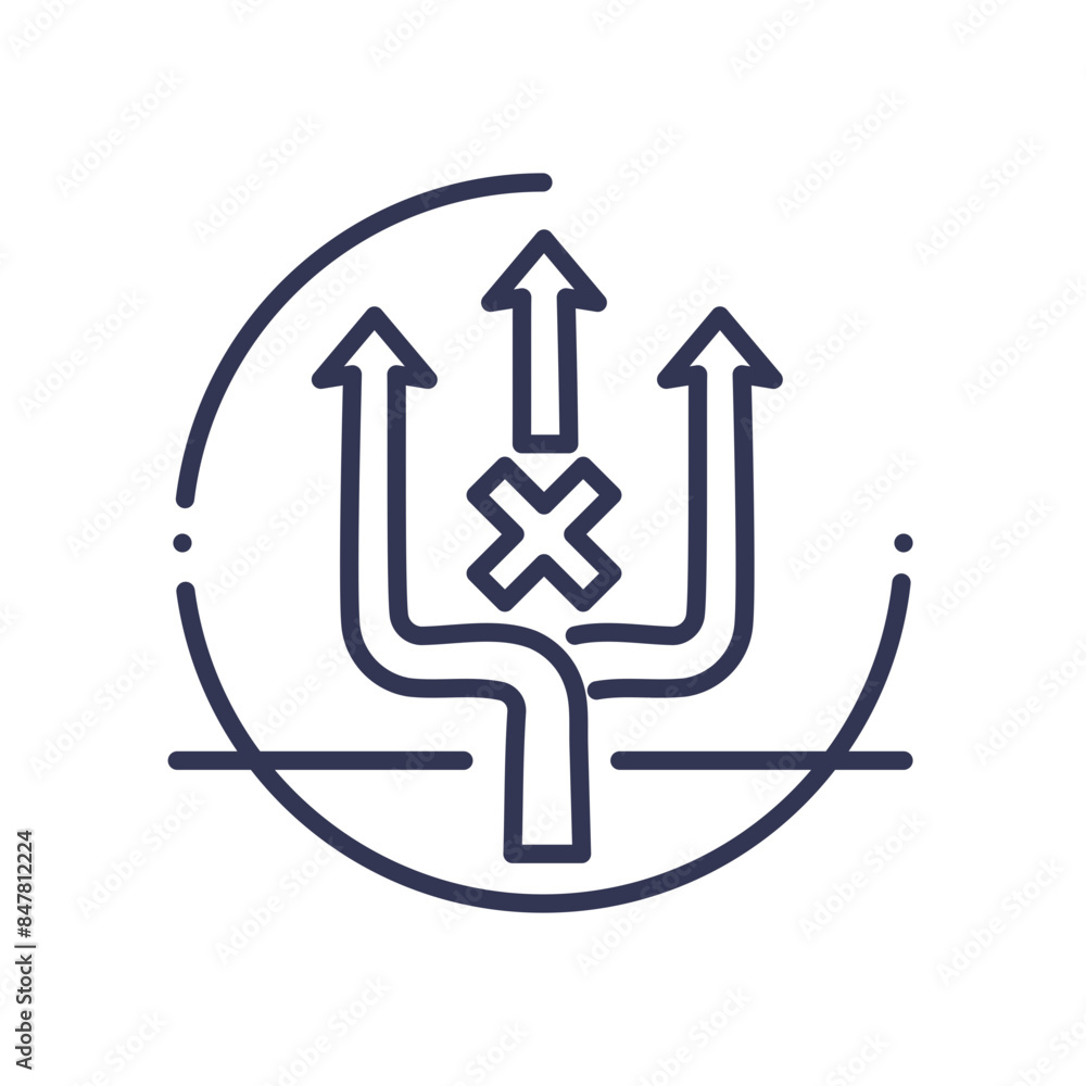 Poster icon showing multiple arrows diverging and converging, symbolizing adaptability.