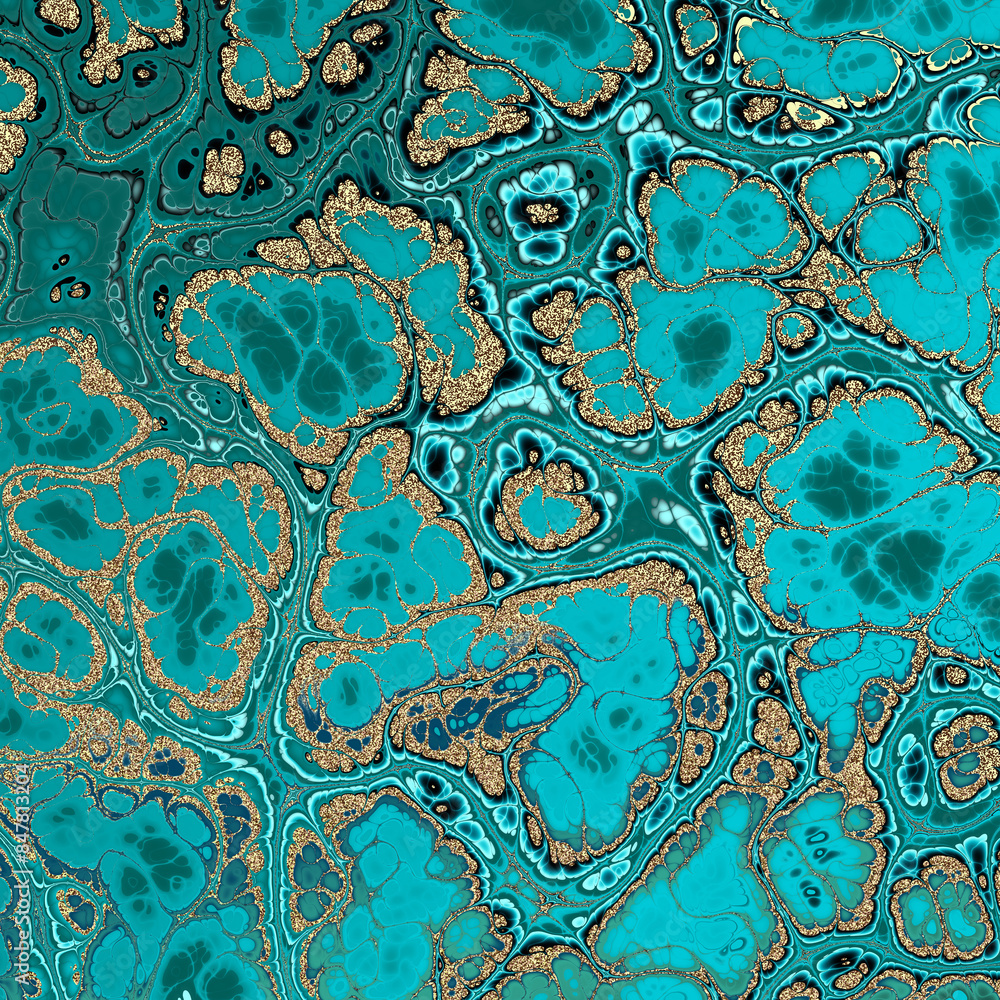 Aufkleber malachite marble texture. fractal digital art background. high resolution. green marble texture with