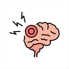 Concussions line color icon. Household injuries sign for web page