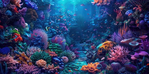 Naklejka premium Colorful Underwater Coral Reef