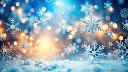 Fototapeta premium Sparkling snowflakes on a festive background.