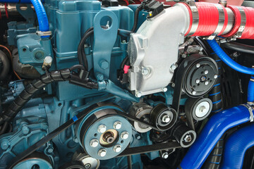 Fototapeta premium Diesel engine for truck or electric generator close up