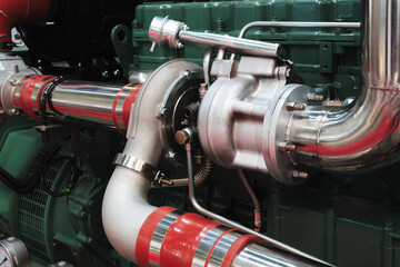 Diesel engine for truck or electric generator close up