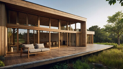 Obraz premium Eco-Friendly Homes in the vast wilderness 