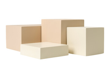 Beige geometric shape png, isolated object design set, transparent background