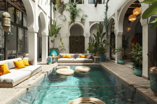 luxury moroccan riad or riyad hotel patio interior design