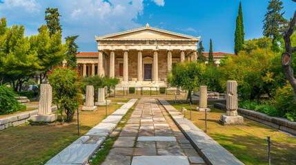 Obraz premium Exterior of the Academy of Athens in Greece on a sunny day